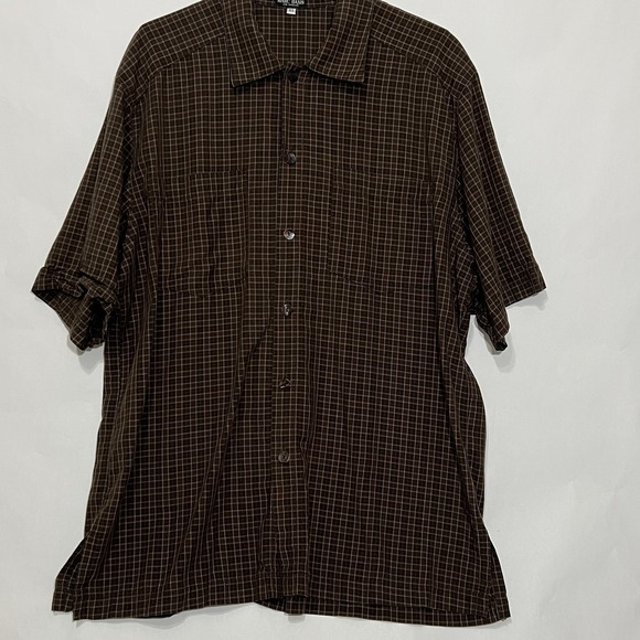 Marc Other - VTG Marc Baxis Los Angeles‎ Micro Plaid Button Short Sleeve Shirt Men Size XL